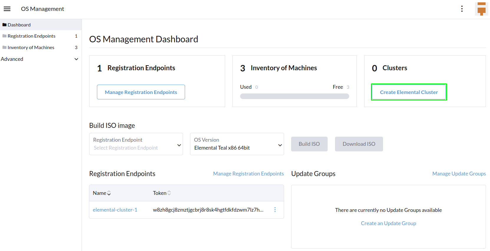 Create Elemental Cluster button